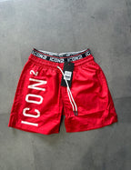 Bañador Hombre Icon2 Rojo Tejido Ligero de Secado Rápido Cintura Elástica con Cordón