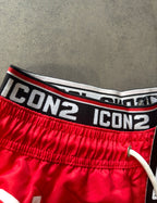 Bañador Hombre Icon2 Rojo Tejido Ligero de Secado Rápido Cintura Elástica con Cordón