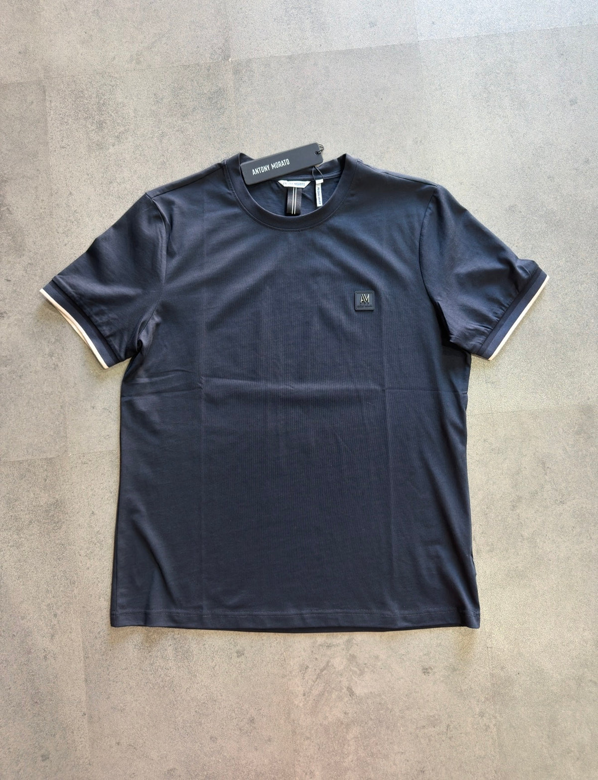 Camiseta Antony Morato Hombre Azul Marino con Detalle en Mangas