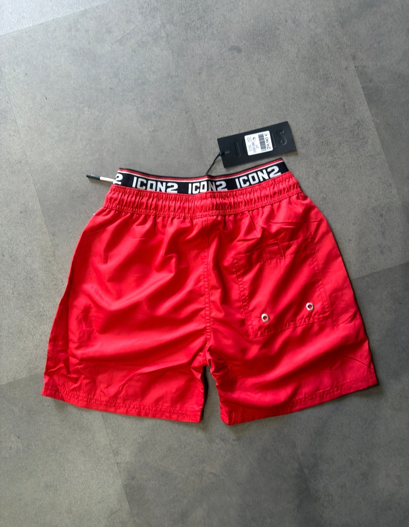 Bañador Hombre Icon2 Rojo Tejido Ligero de Secado Rápido Cintura Elástica con Cordón