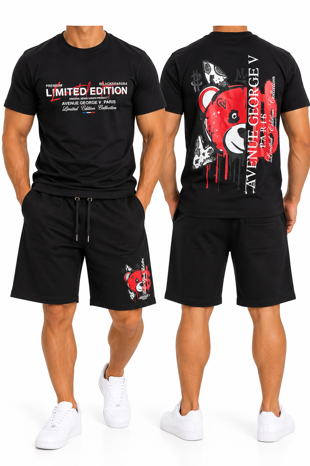 Conjunto Avenue George V Hombre Negro Camiseta y Short