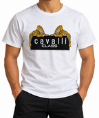 Men's White Leopard Print Cavalli Class T-Shirt