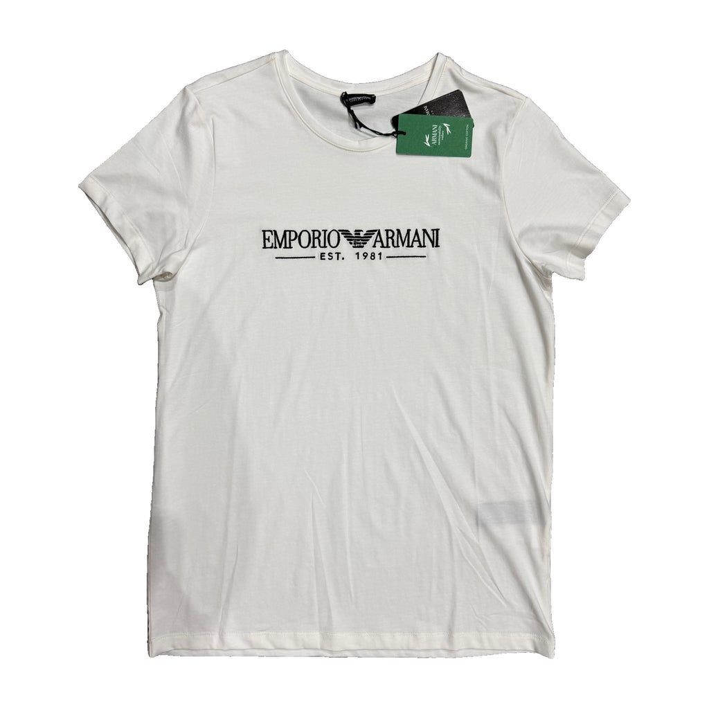 Camiseta Emporio Armani Mujer Blanca con Logo Negro