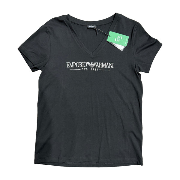 Camiseta Emporio Armani Mujer Negra Cuello Pico