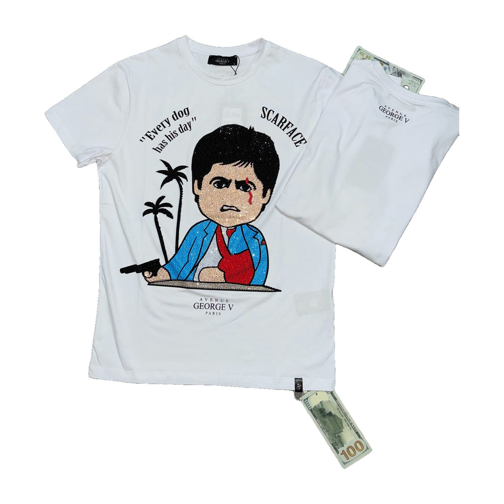 George V Men's White Scarface T-Shirt