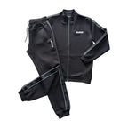 Guess Men's Black Tracksuit with Zipper and Side Stripes