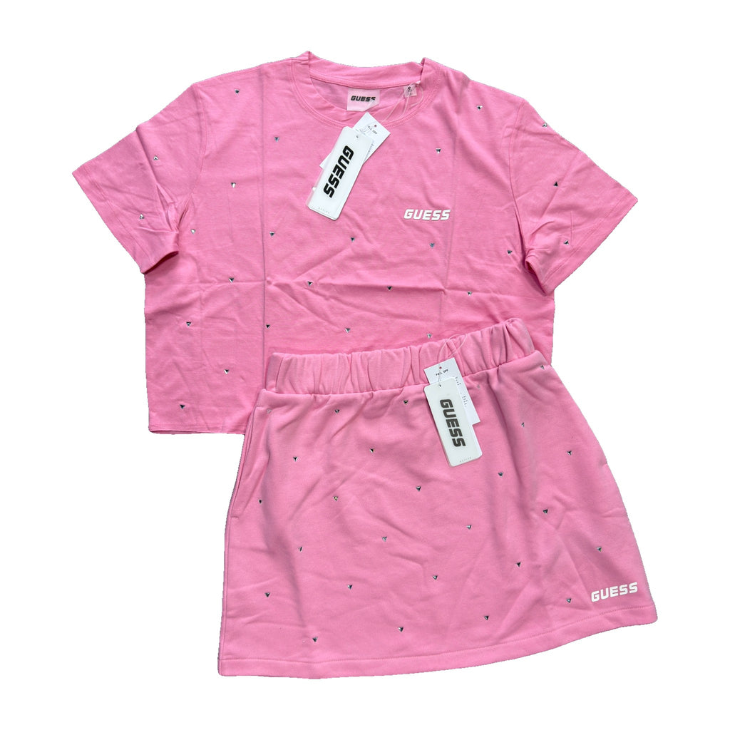 Guess Pink Women's T-Shirt and Skirt Set