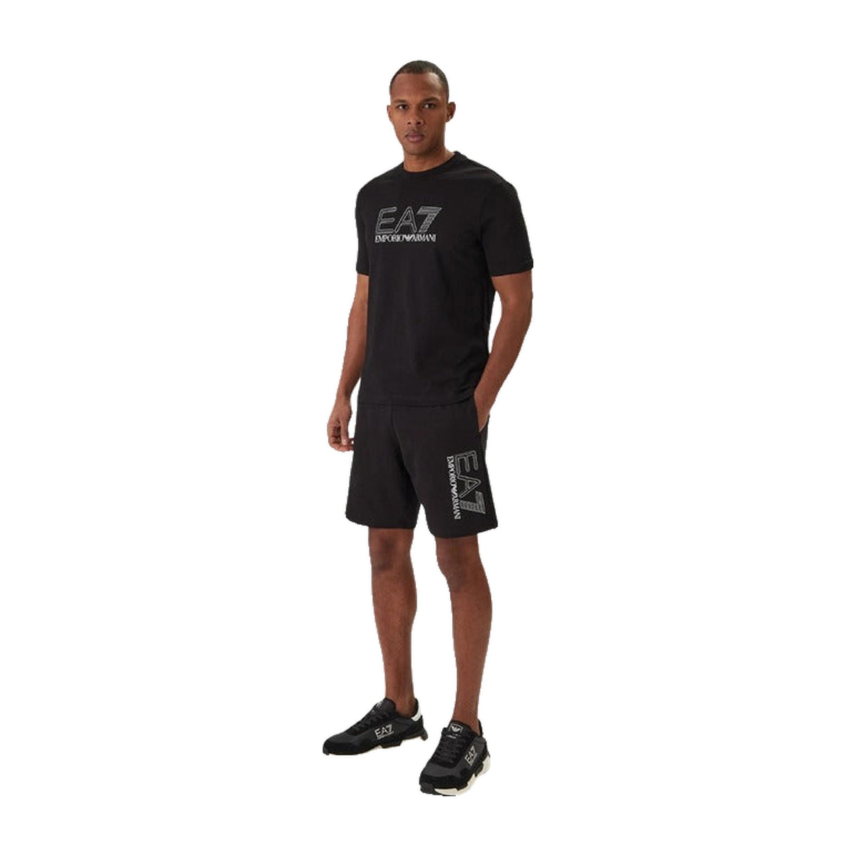 EA7 Emporio Armani Black T-Shirt and Shorts Set