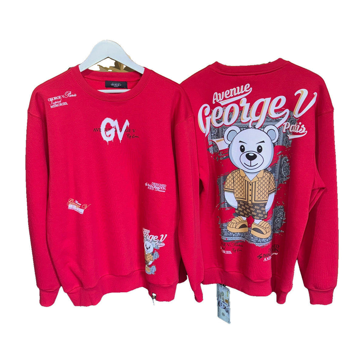 Sudadera George V Hombre Roja Oso Avenue Paris