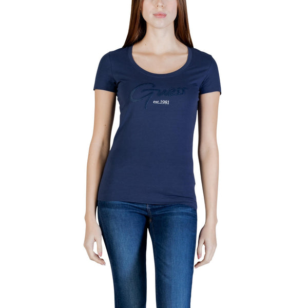 Guess Camisetas Mujer Algodón Suave Cuello Redondo Mangas Cortas Azul Disponible Talla Regular