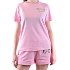 Moschino Camisetas Mujer Rosa Estampado Elegante Confeccionadas En Italia Para Primavera Verano De Alta Calidad