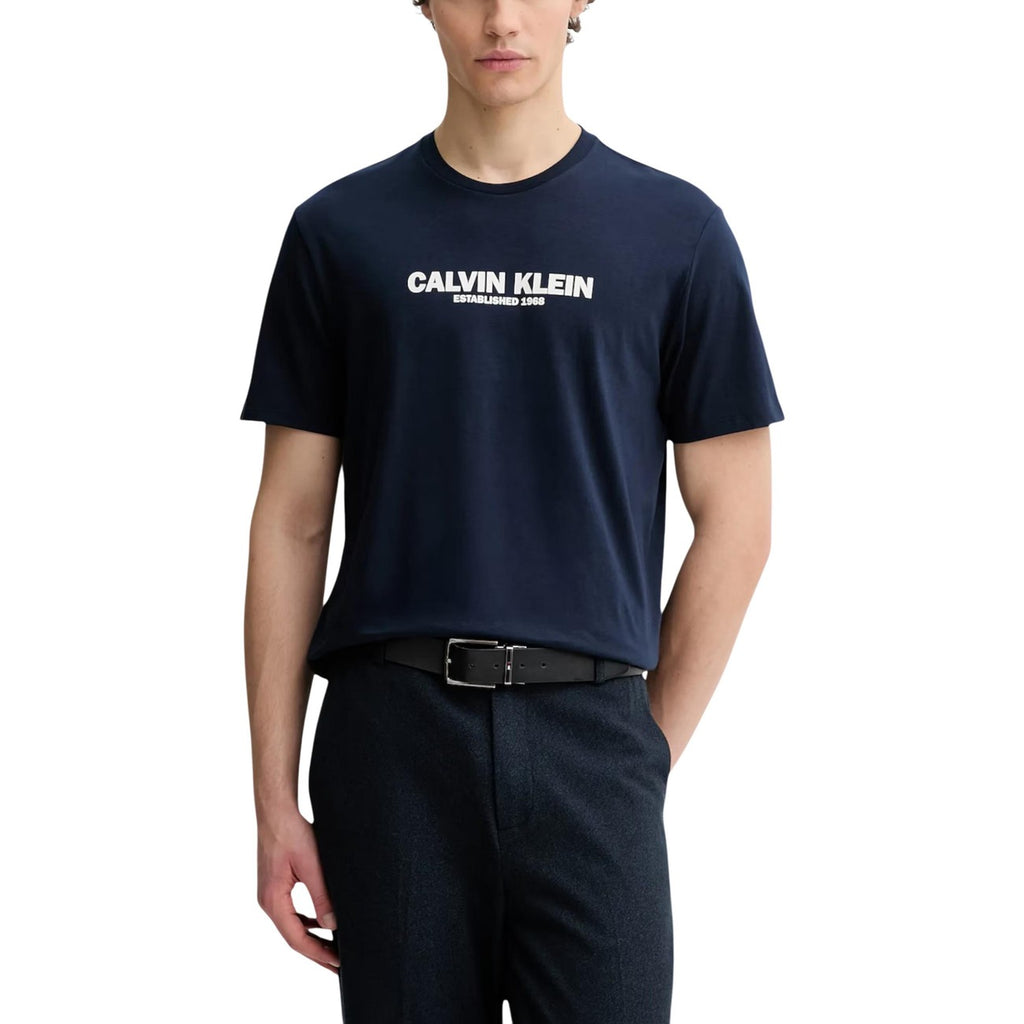 Calvin Klein Camiseta Hombre Azul Estampada Suave