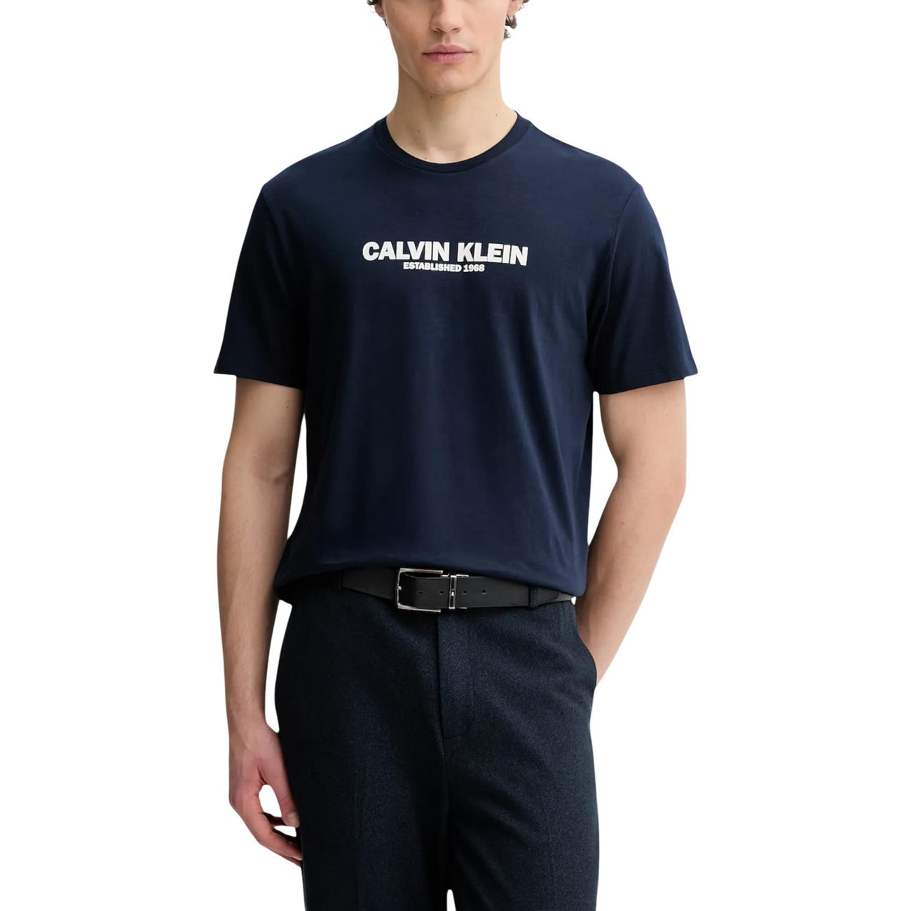 Calvin Klein Camiseta Hombre Azul Estampada Suave