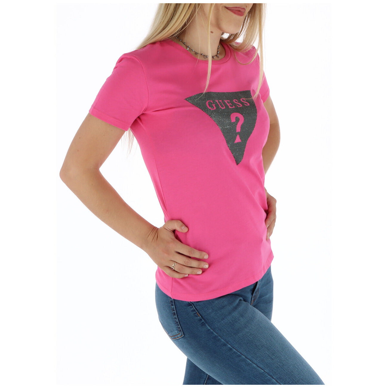 Guess Camisetas Mujer Cuello Redondo Rosa Suave