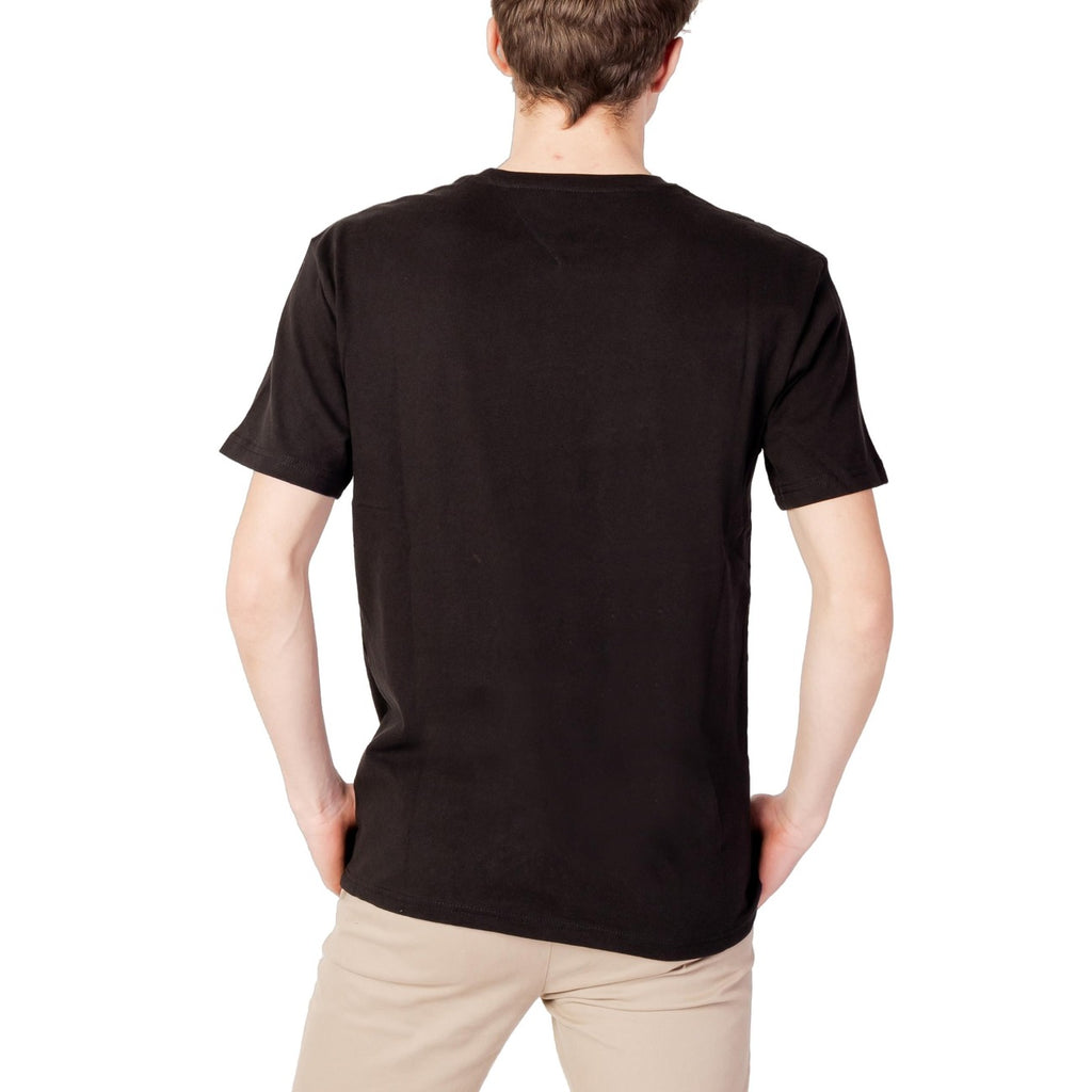 Tommy Hilfiger Camiseta Hombre Manga Corta Negra Cuello Redondo Cómodo Y Estilo Moderno