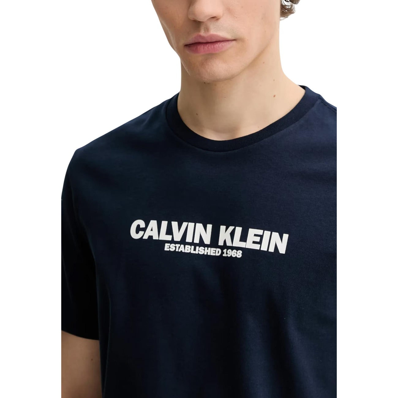 Calvin Klein Camiseta Hombre Azul Estampada Suave