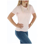 Guess Camisetas Mujer Rosa Estampado Comodidad Diaria Verano Primavera Calidad Premium