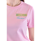 Moschino Camisetas Mujer Rosa Estampado Elegante Confeccionadas En Italia Para Primavera Verano De Alta Calidad
