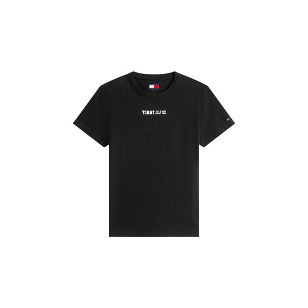 Tommy Hilfiger Jeans Camiseta Mujer Cuello Redondo Color Negro Para Primavera Verano Con Suave Acabado
