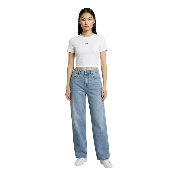 Calvin Klein Jeans Camisetas Mujer Tejido Suave Beige Ajuste Cómodo Para Primavera Verano