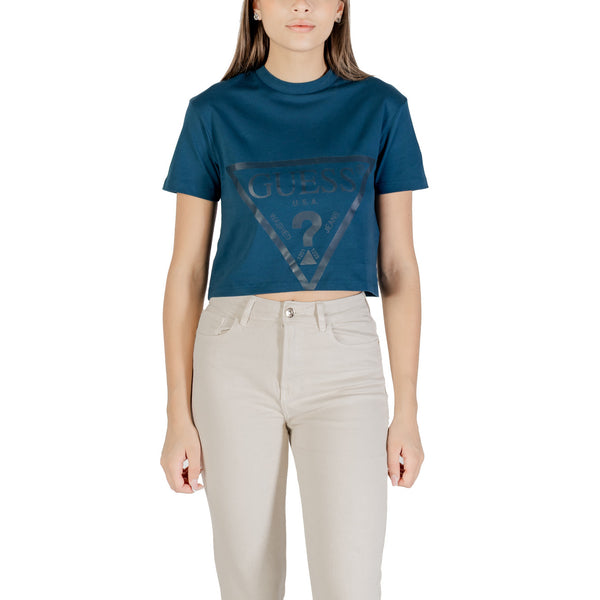 Guess Active Camiseta Mujer Algodón Azul Estampada