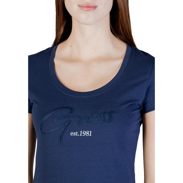 Guess Camisetas Mujer Algodón Suave Cuello Redondo Mangas Cortas Azul Disponible Talla Regular