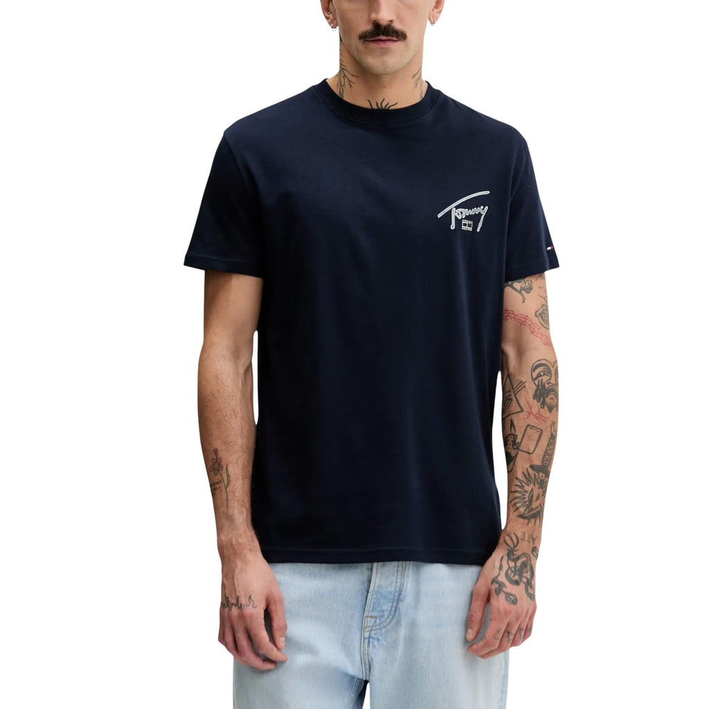 Tommy Hilfiger T-shirt Homme Manches Courtes Col Rond Marron Durable Polyvalent
