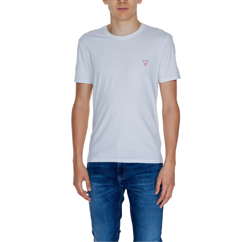 Guess T-shirts Homme Coton Élasthanne Bleu