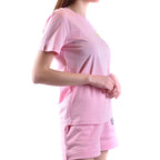 Moschino Camisetas Mujer Rosa Estampado Elegante Confeccionadas En Italia Para Primavera Verano De Alta Calidad