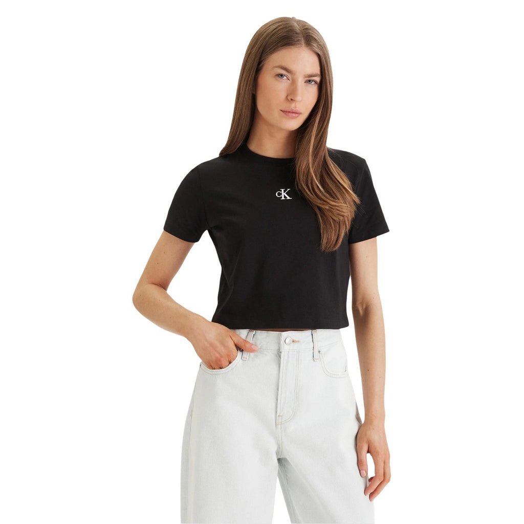 Calvin Klein Jeans Camisetas Mujer Tejido Suave Beige Ajuste Cómodo Para Primavera Verano