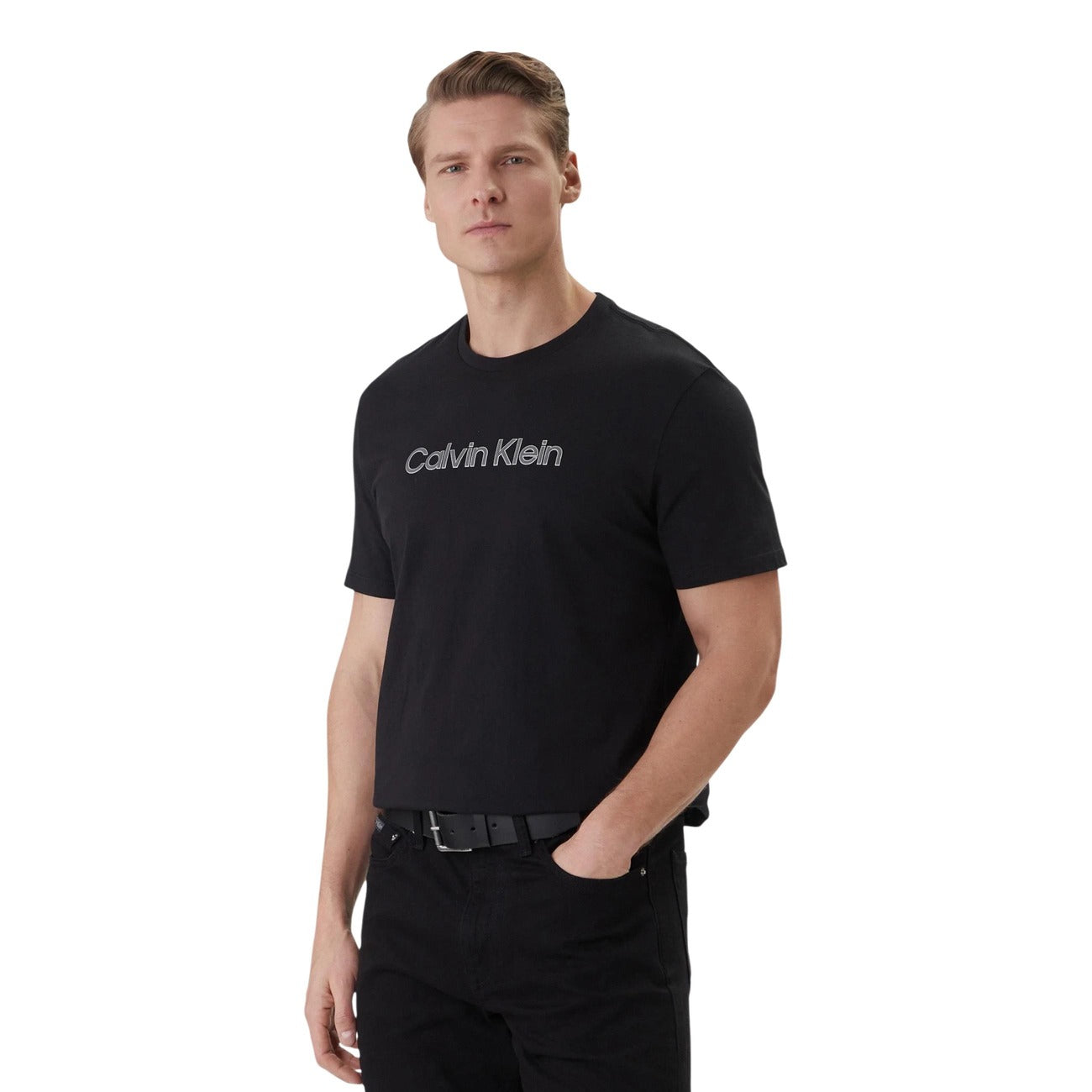 Calvin Klein Camisetas Hombre Cuello Redondo Negra Con Tejido Suave Y Estilo Minimalista