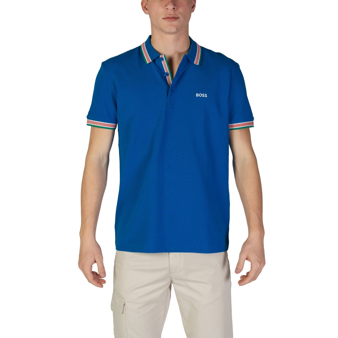 Boss Polo Hombre Algodón Suave Azul Claro