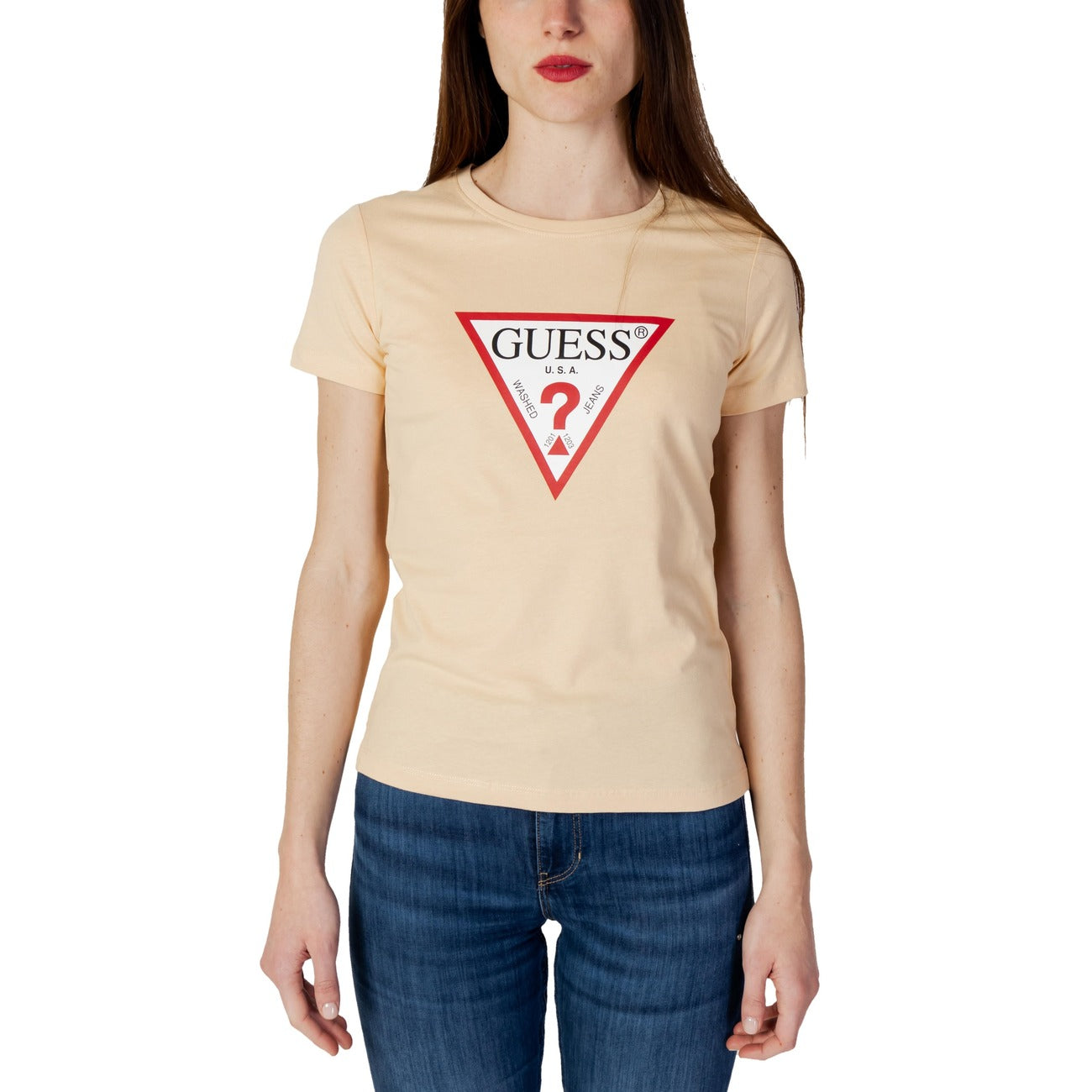 Guess Camisetas Mujer Confort Todo El Día Color Rosa Estampado Distintivo Estilo